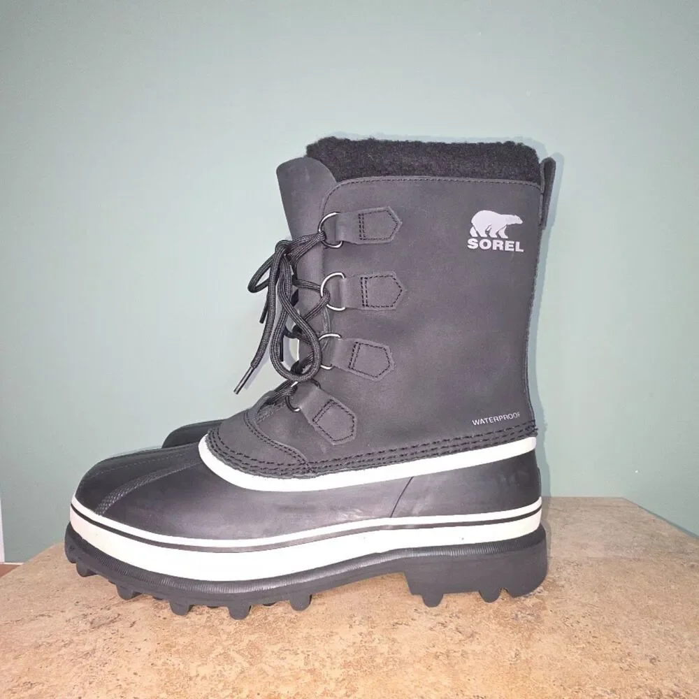 ❄️ NIB Sorel Men’s Caribou Waterproof Winter Boots 9 blk/blk